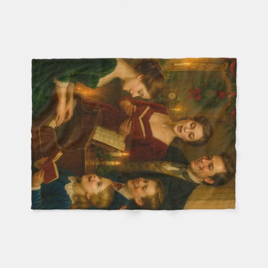 Victorian Christmas Blanket – Caroling by Fireligh Fleece Deken (Voorkant (Horizontaal))