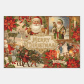 Victorian Christmas Ephemera Collage Inpakpapier Vel (Voorkant)