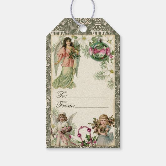 Victorian Christmas Sparkle Cadeaulabel (Voorkant)