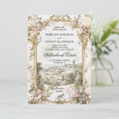 Victorian Country Rose Frame Invitation (Debout devant)