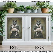 Victorian Dressed Wolf Holding Lamb ES7R Decoupage Tissuepapier