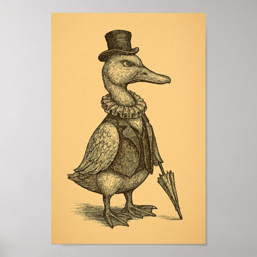 Victorian Duck with Umbrella Poster (Voorkant)
