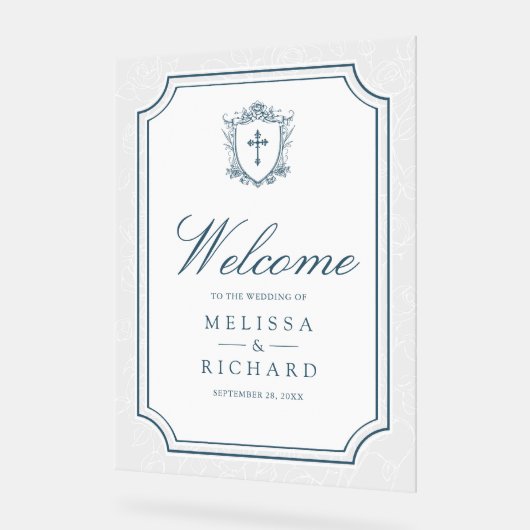 Victorian Dusty Blue Catholic Wedding Welcome (Angle)