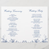 Victorian Dusty Blue Floral Mariage programme phot (Dos)