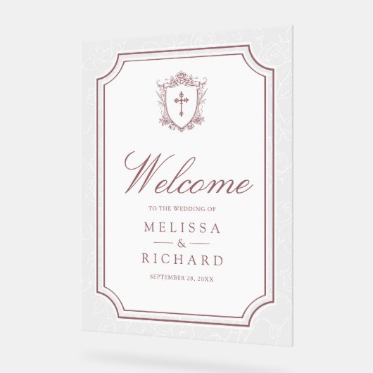 Victorian Dusty Rose Catholic Wedding Welcome (Angle)