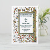 Victorian Era 1846 Medieval Style Wedding Kaart (Staand voorkant)