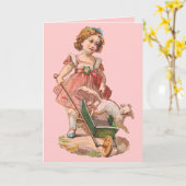 VICTORIAN ERA CARTES POUR NOTES - PETITE FILLE ET  (Fleur jaune)