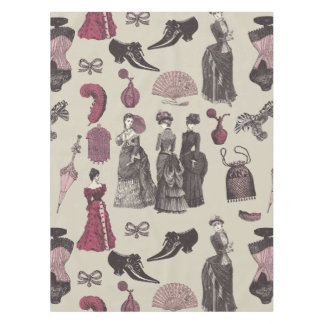 victorian era fashion women toile beige tafelkleed