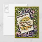 Victorian Era Floral Bonne année Carte postale (Devant / Derrière)