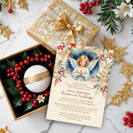 Victorian Exquisite Christmas Angel Flowers Feestdagenkaart
