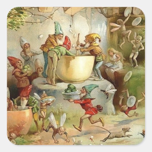 “Victorian Fairies” by E S Hardy Vierkante Sticker (Voorkant)