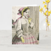 Victorian Fashion Greeting Card Kaart (Gele Bloem)