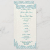 Victorian Floral Aqua Lace Wedding Programme (Devant / Derrière)