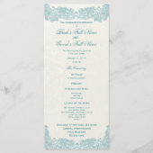 Victorian Floral Aqua Lace Wedding Programme (Devant)