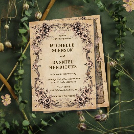 Victorian Floral Frame Wedding Invitation