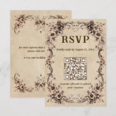 Victorian Floral Wedding QR Code RSVP (Devant / Derrière)