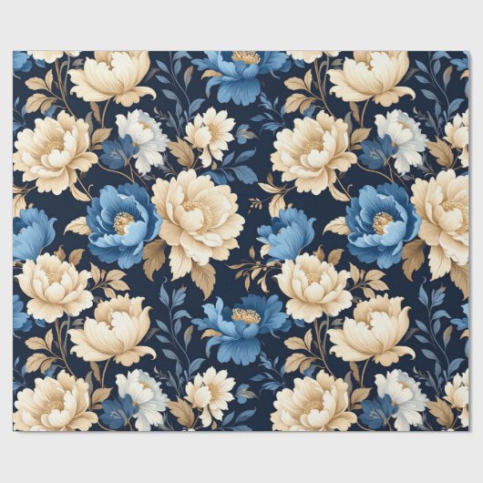 Victorian flowers blue Gift Bag Cadeaupapier (Vlak)