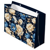 Victorian flowers blue Gift Bag Groot Cadeauzakje (Voorkant Gekanteld)
