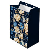 Victorian flowers blue Gift Bag Medium Cadeauzakje (Voorkant Gekanteld)