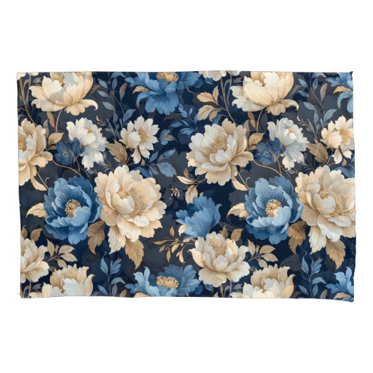 Victorian flowers Blue Kussensloop (Voorkant)