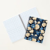Victorian Flowers Blue Notitieboek (Binnen)