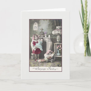 Victorian French Joyeux Noël Christmas Card Feestdagen Kaart