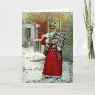 Victorian French Joyeux Noel Christmas Card Feestdagen Kaart