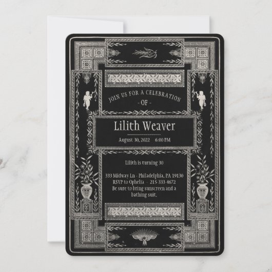 Victorian Funeral Style Personnalisable Invitation (Devant)
