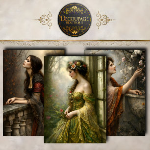 Victorian Garden Women Decoupage Collectie Inpakpapier Vel