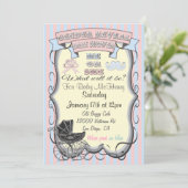 Victorian Genre Reveillez Baby Shower Invitations (Debout devant)