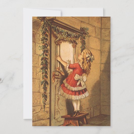 Victorian Girl with Christmas Garland Invitation (Devant)