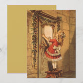Victorian Girl with Christmas Garland Invitation (Devant / Derrière)