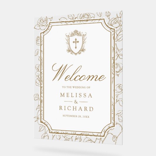 Victorian Gold Catholic Wedding Welcome (Angle)