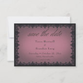Victorian Gothic Iron Border Burgundy Wedding Save The Date (Voorkant)