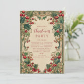 Victorian Holly & Berry Christmas Kaart (Staand voorkant)