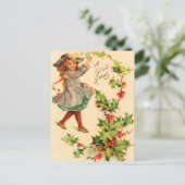 Victorian Holly Holiday, carte postale de Noël (Debout devant)