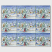 Victorian Kerst Dorp Cadeaupapier (Vlak)