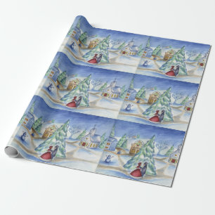 Victorian Kerst Dorp Cadeaupapier