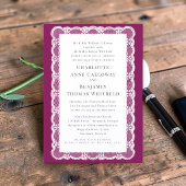 Victorian Lace Plum Wedding Invitation