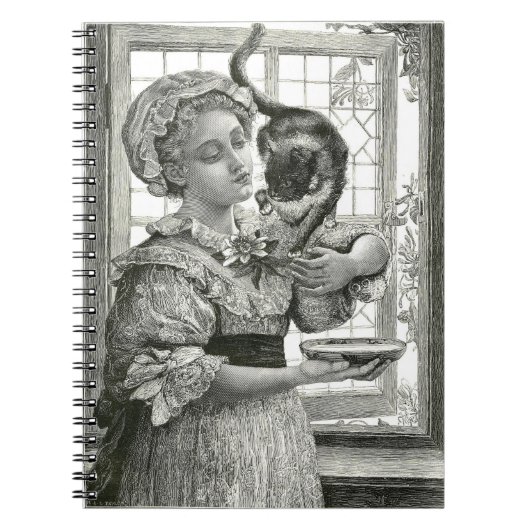 Victorian Lady and Cat Spiral Carnet (Devant)