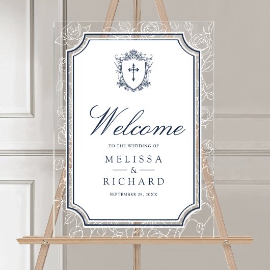 Victorian Navy Blue Catholic Wedding Welcome