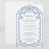 Victorian Ornate Grace Dusty Blue Menu Mariage (Devant / Derrière)