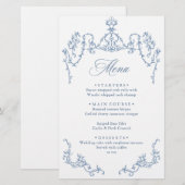 Victorian Ornate Grace Dusty Blue Menu Mariage (Devant / Derrière)