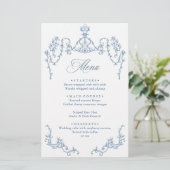 Victorian Ornate Grace Dusty Blue Menu Mariage (Debout devant)