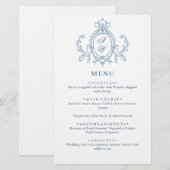 Victorian Ornate Grace Dusty Blue Menu Mariage (Devant / Derrière)