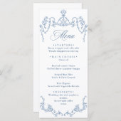 Victorian Ornate Grace Floral Dusty Blue Wedding Menu (Voorkant / Achterkant)