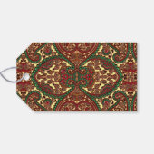 Victorian paisley pattern elegant red green gold cadeaulabel (Achterkant Horizontaal)