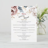 Victorian Peony Luxe Mariage Menu Card 5"x7" (Debout devant)