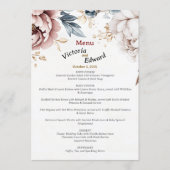 Victorian Peony Luxe Mariage Menu Card 5"x7" (Devant)
