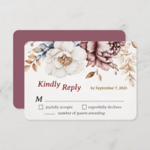 Victorian Peony Luxe Wede Carte RSVP Card